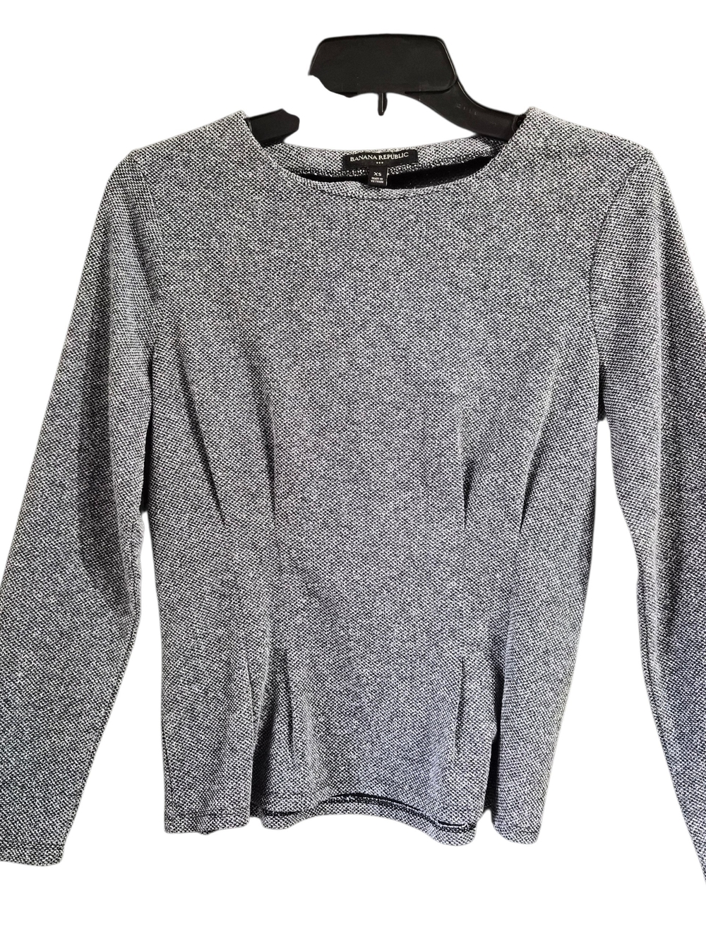 Banana Republic Gray Tweed-Effect Long Sleeve Top Sz XS